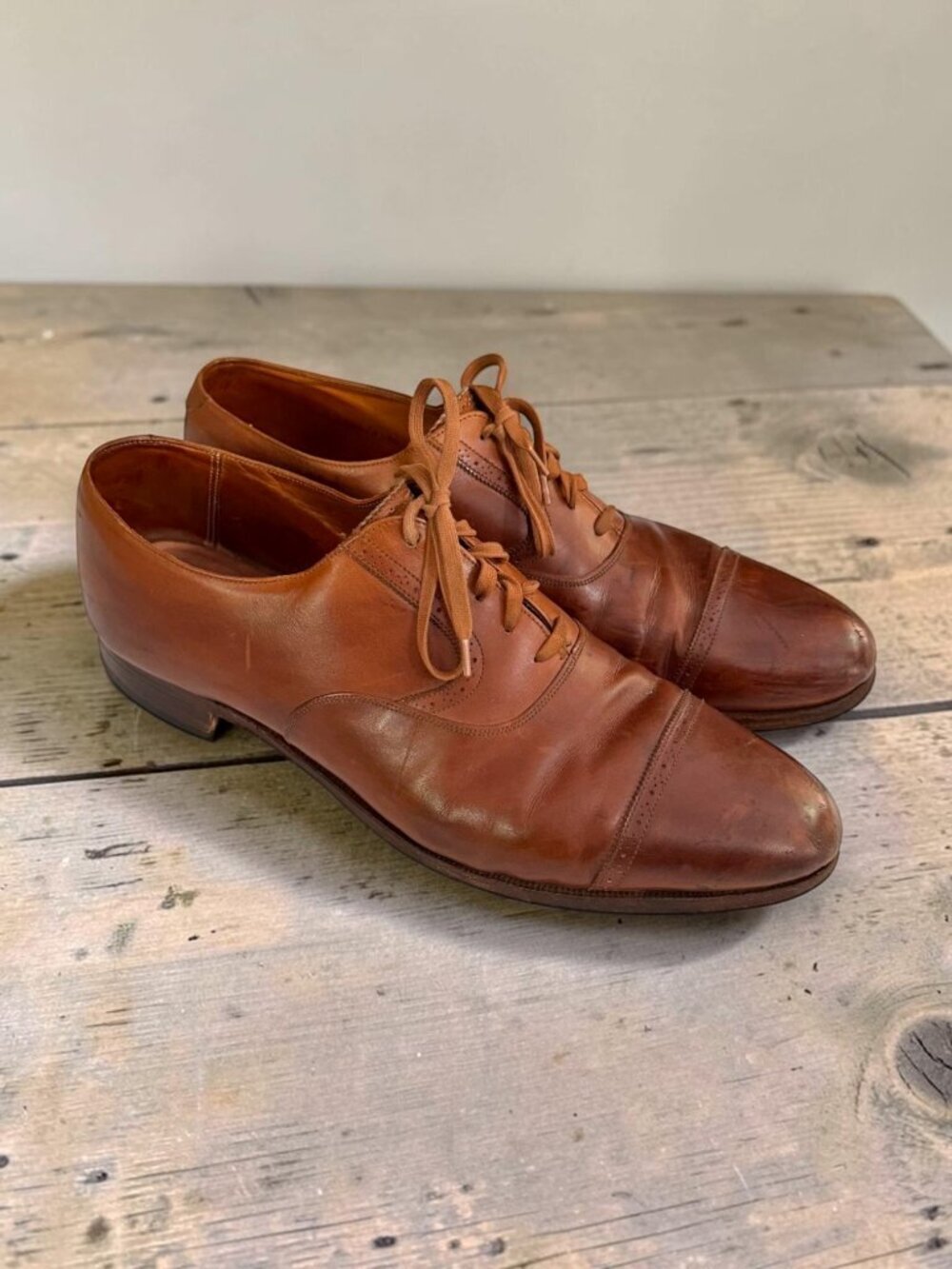 Polo Ralph Lauren Made in England Brown Leather Cap Toe Oxford Shoes 12